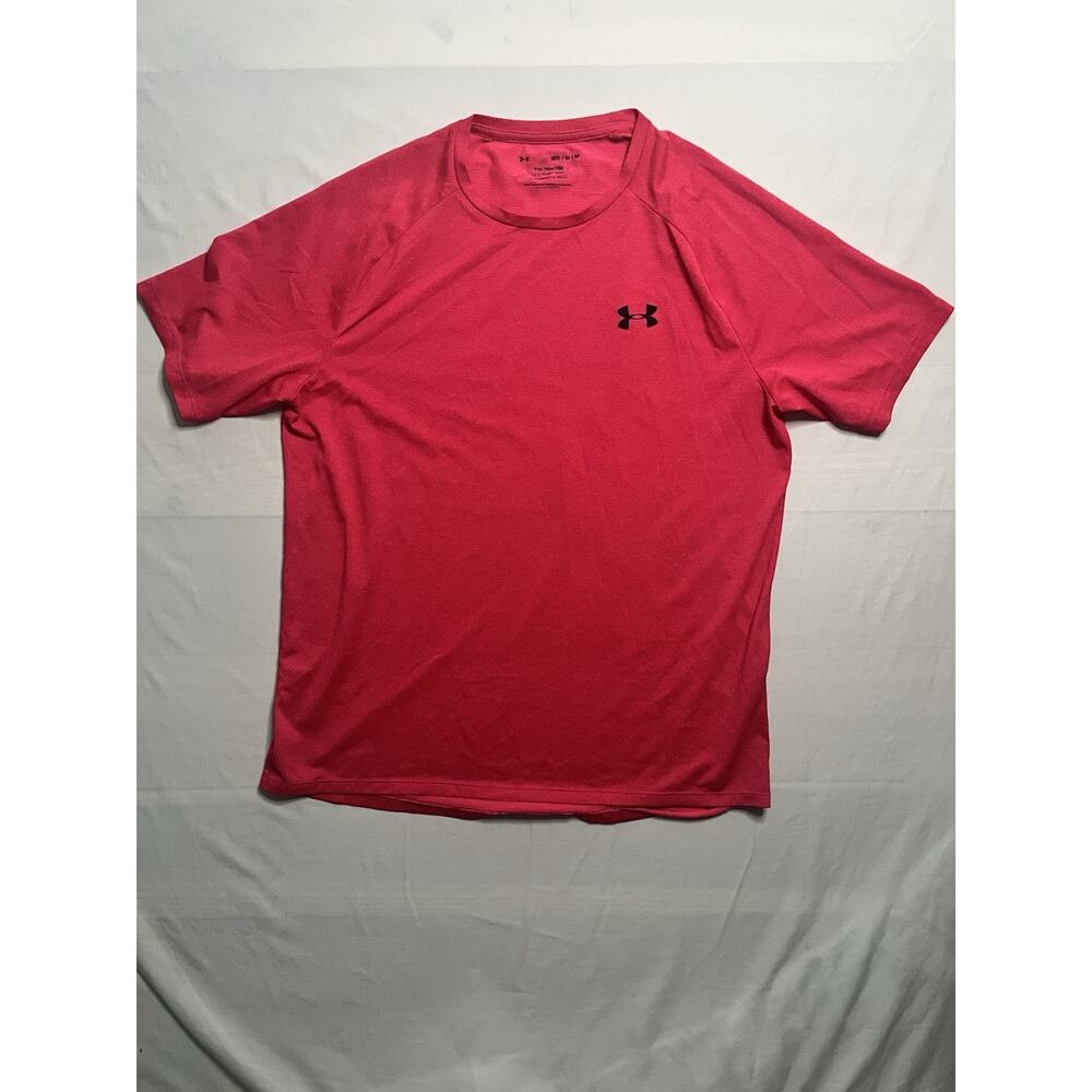Under Armour Tech Tee Mens Medium Pink HeatGear Athletic Running Shirt